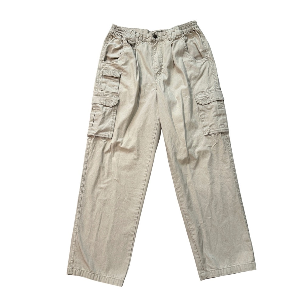 Scandia Woods Mens Size 34 Beige Cotton‎ Elastic Waist Cargo Pants Relaxed Fit